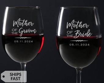 Engraved Personalized Mother of the Bride or Mother of the Groom Wine Glass by Lifetime Creations: Gift for Mother of Bride Groom SHIPS FAST