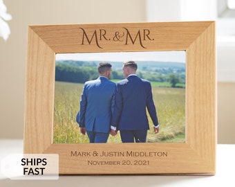 Personalized Mr. & Mr. Picture Frame by Lifetime Creations: Wedding Gift for Gay Couple, LGBTQ Engagement, Gift for Grooms, SHIPS FAST