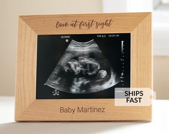 Marco de fotos personalizado para ultrasonido de Lifetime Creations - Marco de madera personalizado para ecografía, regalos para embarazadas, futuros padres. Grabado en EE. UU.