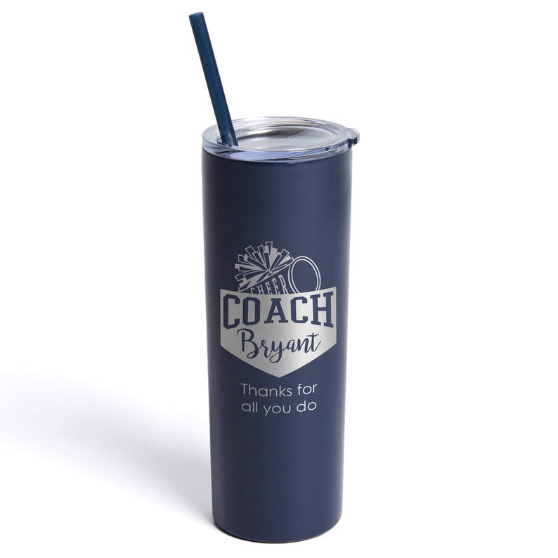 Engraved Personalized Cheerleading Coach Tumbler with Straw by Etsy