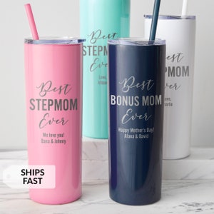 Engraved Personalized Stepmom Tumbler with Straw by Lifetime Creations: Gift for Stepmother, Bonus Mom Mother's Day Gift SHIPS FAST