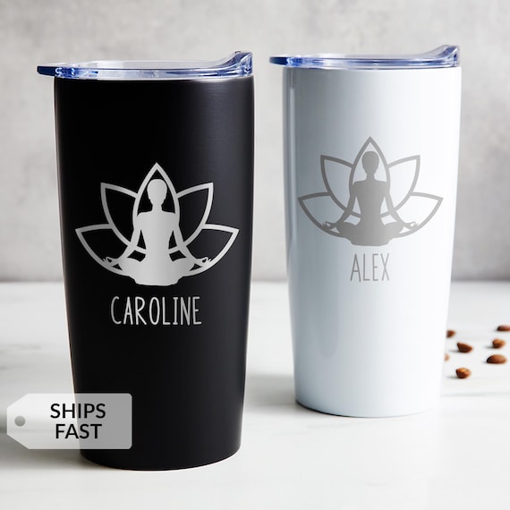 Engraved Personalized Yoga Tumbler by Lifetime Creations: Gift for Yogi, Yoga Instructor, Meditation Gift, Insulated Coffee Travel Mug