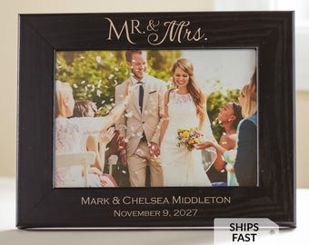 Engraved Personalized Mr & Mrs Picture Frame (Black) by Lifetime Creations: 5x7 8x10 Custom Mr and Mrs Gift, Wedding Gift MADE IN USA