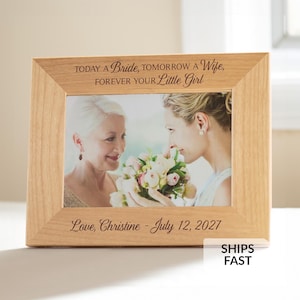 Mother of the Bride Picture Frame - Name and Wedding Date Engraved Hardwood