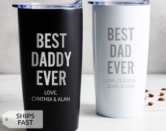 Engraved Personalized Best Dad Ever Tumbler by Lifetime Creations: 20 oz Coffee Travel Mug, Fathers Day Gifts for Dad, Dads Birthday New Dad