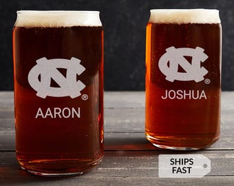 Verre de canette de bière personnalisé North Carolina Tar Heels par Lifetime Creations : cadeau de remise des diplômes sous licence officielle UNC, fabriqué aux États-Unis