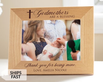 Personalized Godmother Picture Frame by Lifetime Creations: Engraved Godmother Frame, Unique Gift for Godmother for Baptism, SHIPS FAST