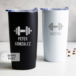 Vaso personalizado grabado para levantamiento de pesas de Lifetime Creations: Regalo para entrenador personal, compañero de entrenamiento, entrenador físico. Taza de viaje. imagen 1