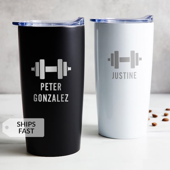 Engraved Personalized Weightlifting Tumbler by Lifetime Creations: Gift for Personal Trainer, Workout Buddy, Fitness Coach Travel Mug