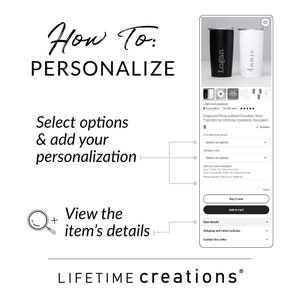 How to personalize this item: Select your options in the drop down menus and add your personalization to box. View items details for more information.