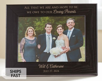 Personalized Parents of the Bride & Groom Picture Frame (Black) by Lifetime Creations: Engraved Wedding Frame Gift Parents SHIPS FAST