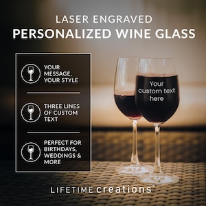 Custom Wine Glass by Lifetime Creations: Personalized Wine Glass with Stem, Engraved Wine Glasses, Custom Birthday Gifts for Her MADE IN USA immagine 3