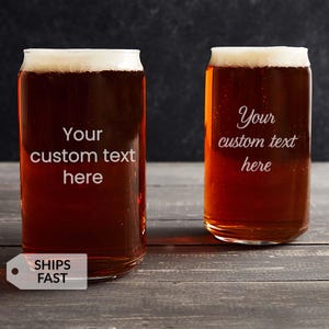 Personalized Beer Can Glass – Custom Engraved Groomsman Proposal Gift – Gift for Him – Beer Glass by Lifetime Creations – MADE IN USA