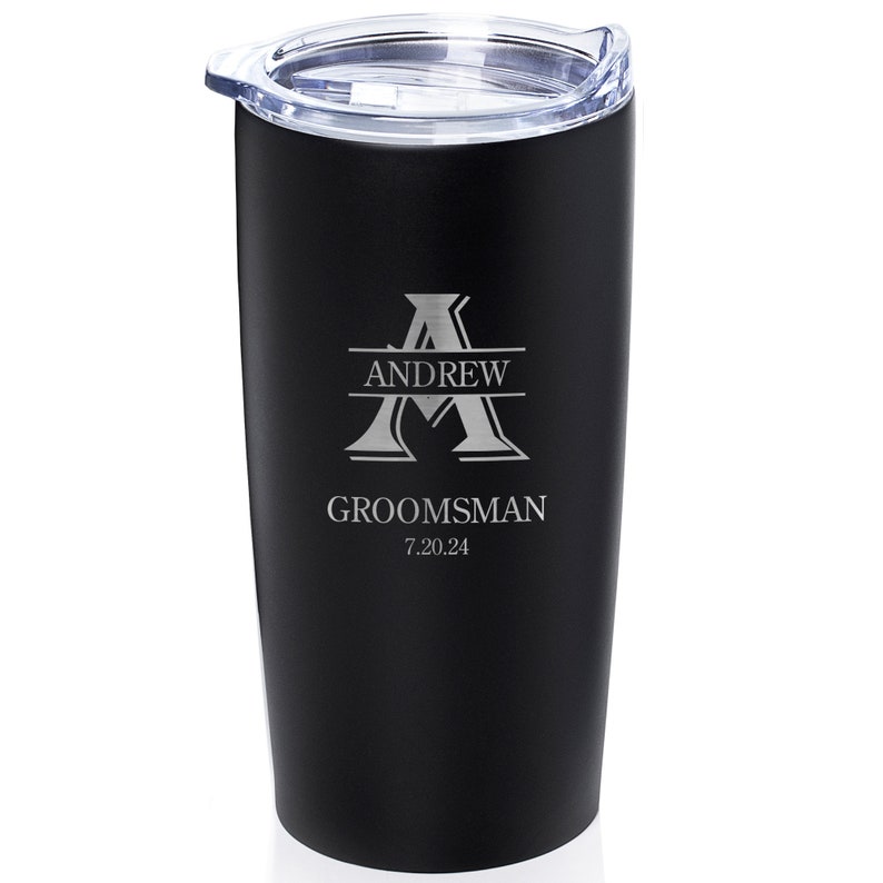 Engraved Personalized Groomsman Tumbler by Lifetime Creations: Custom Gifts Groomsmen Proposal Gift Idea, Groomsmen Gifts Travel Mug Matte Black