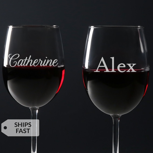 Engraved Personalized Wine Glass by Lifetime Creations: Dishwasher Safe, 19 oz Stemmed Wine Glass with Name, Custom Gifts for Bridesmaids