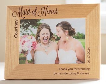 Personalized Bridesmaid Picture Frame by Lifetime Creations: Thank You Gift for Bridesmaids, Maid of Honor, Junior Bridesmaid Proposal Gift