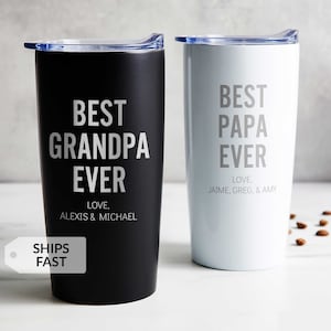 Engraved Personalized Best Grandpa Ever Tumbler by Lifetime Creations: Custom Gift for Grandfather, Papa, Stainless Coffee Travel Mug