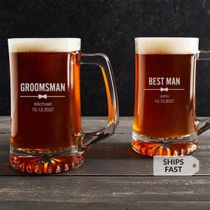 Personalized Groomsman Beer Mug by Lifetime Creations: Custom Engraved Groomsmen Proposal Gifts, Wedding Party Gift, MADE IN USA