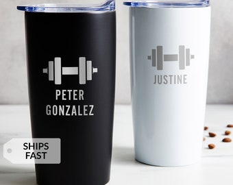 Engraved Personalized Weightlifting Tumbler by Lifetime Creations: Gift for Personal Trainer, Workout Buddy, Fitness Coach Travel Mug