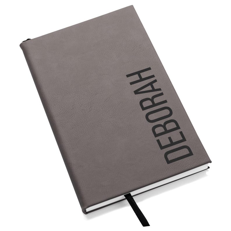 Personalized Notebook Journal by Lifetime Creations: Custom Hardcover Vegan Leather Writing Journal, Blank Notebook Journal for Men Gift Gray