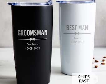 Engraved Personalized Groomsman Tumbler by Lifetime Creations: Wedding Gift for Groomsmen, Coffee Travel Mug, Groomsmen Idea, SHIPS FAST