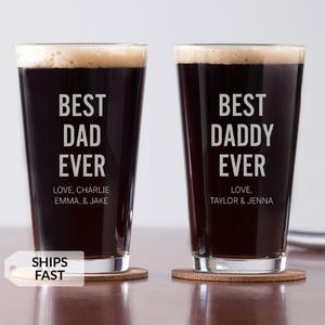 Personalized Best Dad Ever Pint Glass by Lifetime Creations: Father's Day Gifts, Beer Glass Gifts for Dad Birthday, MADE IN USA image 1