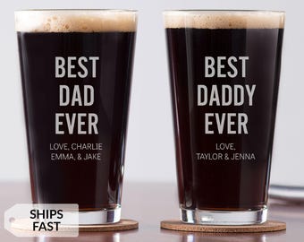 Vaso de cerveza personalizado "El mejor papá del mundo" de Lifetime Creations: Regalos para el Día del Padre, Vaso de cerveza para el cumpleaños de papá, HECHO EN EE. UU.