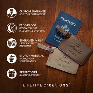 Personalized Mr and Mrs Luggage Tags by Lifetime Creations: Wedding Luggage Tags, Honeymoon Gifts, Wedding Anniversary Gifts ENGRAVED IN USA image 3