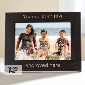 Personalized Picture Frame with Custom Text & Font (Black) by Lifetime Creations: Engraved Photo Frame, Custom Wood Frame, MADE IN USA