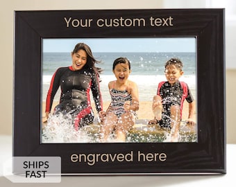 Personalized Picture Frame with Custom Text & Font (Black) by Lifetime Creations: Engraved Photo Frame, Custom Wood Frame, MADE IN USA