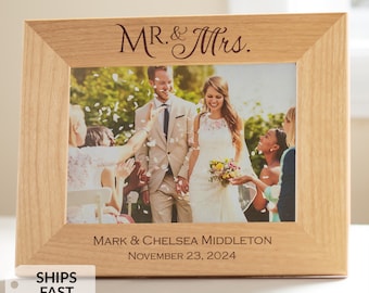 Engraved Personalized Mr & Mrs Picture Frame by Lifetime Creations: Wedding Gift for Couple, 5x7 Frame, Personalized Wedding Gift SHIPS FAST