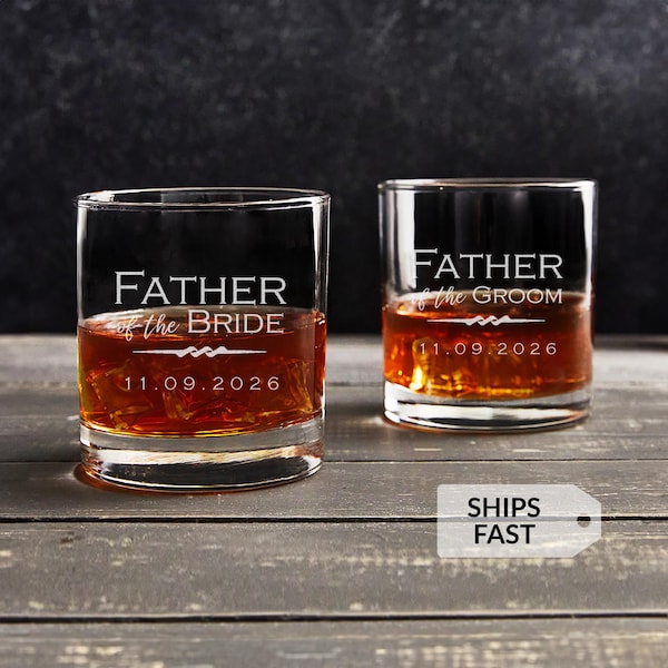 Engraved Personalized Father of the Bride or Father of the Groom Whiskey Glass: Wedding Gift, Rocks Glass, SHIPS FAST by Lifetime Creations
