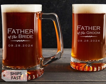 Engraved Personalized Father of the Groom or Father of the Bride Beer Mug by Lifetime Creations: Large 25 oz Custom Wedding Beer Mug