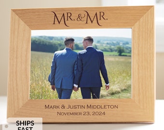 Personalized Mr. & Mr. Picture Frame by Lifetime Creations: Wedding Gift for Gay Couple, LGBTQ Engagement, Gift for Grooms, SHIPS FAST