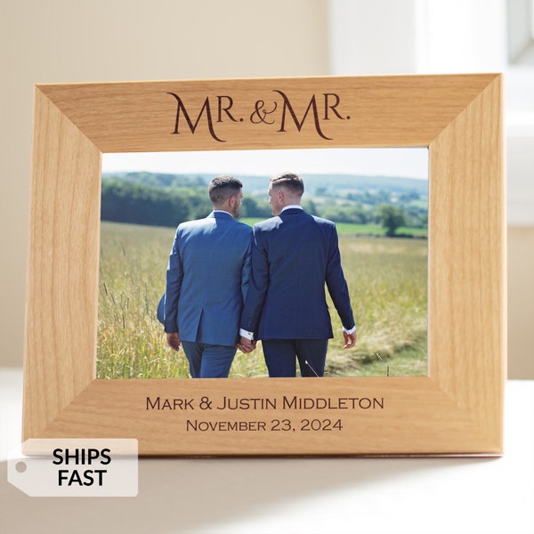 Personalized Mr. & Mr. Picture Frame by Lifetime Creations: Wedding Gift for Gay Couple, LGBTQ Engagement, Gift for Grooms, SHIPS FAST