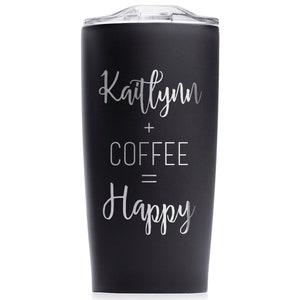 Custom Engraved Stainless Steel Coffee Tumbler by Lifetime Creations: Personalized Coffee Mug, Personalized Coffee Travel Mug SHIPS FAST Matte Black