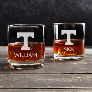 Personalized Tennessee Volunteers Whiskey Glass by Lifetime Creations: Officially Licensed University of Tennessee Vols Football Gifts