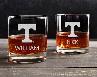 Personalized Tennessee Volunteers Whiskey Glass by Lifetime Creations: Officially Licensed University of Tennessee Vols Football Gifts