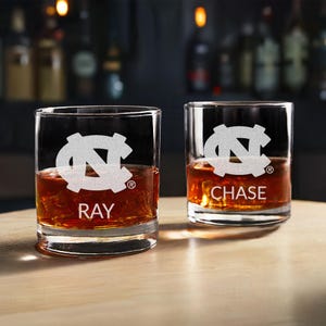 Personalized UNC Whiskey Decanter (Single) or Decanter Set w/ 2 Glasses | Engraved Licensed University of North Carolina Tar Heels Gifts image 7