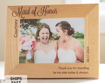 Personalized Maid of Honor Picture Frame by Lifetime Creations: Engraved Matron of Honor, Junior Bridesmaid Proposal Gifts, Thank You Gift