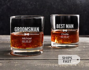 Engraved Personalized Groomsman Whiskey Glass by Lifetime Creations: Gift for Groomsmen, Best Man, Old Fashioned Rocks Glass SHIPS FAST