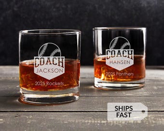Personalized Baseball Coach Whiskey Glass by Lifetime Creations: Baseball Coach Gifts, Baseball Coaches End of Season Gift, Glass Cup