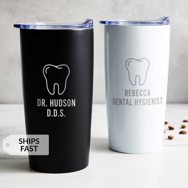 Engraved Personalized Dentist Tumbler by Lifetime Creations: Gift for Dental Hygienist, Office Staff Assistant, Coffee Travel Mug SHIPS FAST