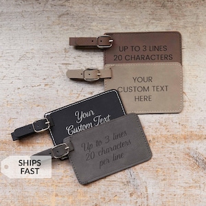 Personalized Luggage Tag by Lifetime Creations: Custom Luggage Tag, Vegan Leather Luggage Tags, Travel Gift, Bulk Luggage Tags