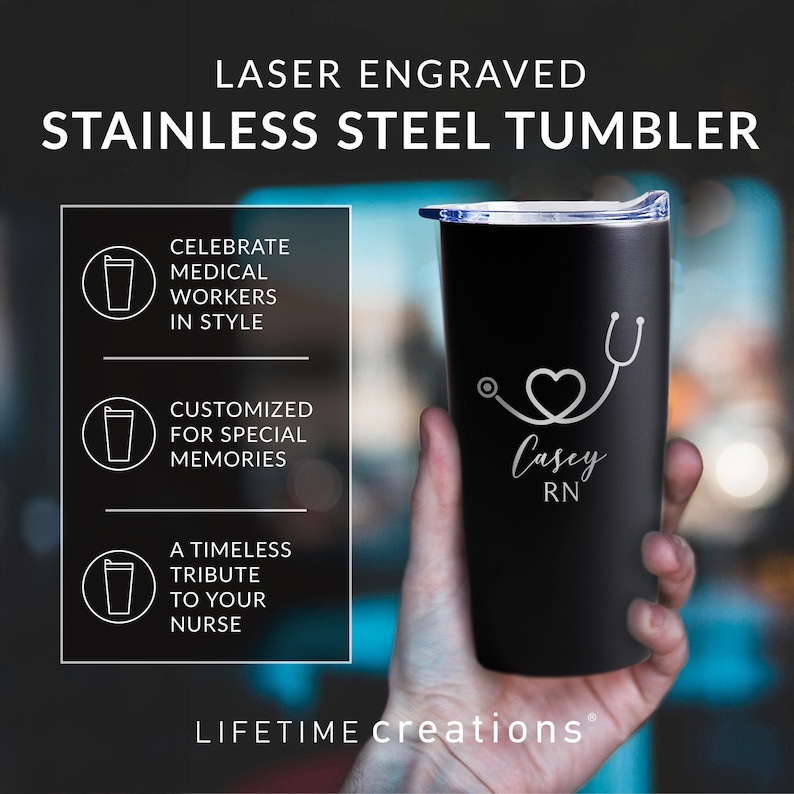 Personalized Nurse Tumbler by Lifetime Creations: Engraved CNA Gift, RN Grad Gift, LPN Gift, Gift for Nurse Appreciation, Nursing Student Bild 3