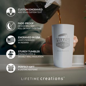 Personalized Hockey Coach Tumbler by Lifetime Creations: Thank You Gift for Hockey Coaches, Hockey Coach Gift Ideas, Coach Appreciation imagem 2
