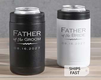 Engraved Personalized Father of the Bride or Father of the Groom Can Cooler by Lifetime Creations: Beer Bottle Holder Father of Bride Gift