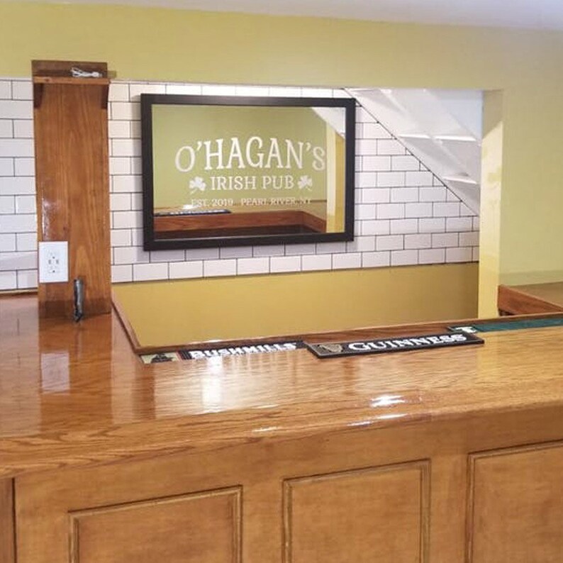 Custom Bar Mirror irish Pub Custom Engraved Bar Mirror Etsy