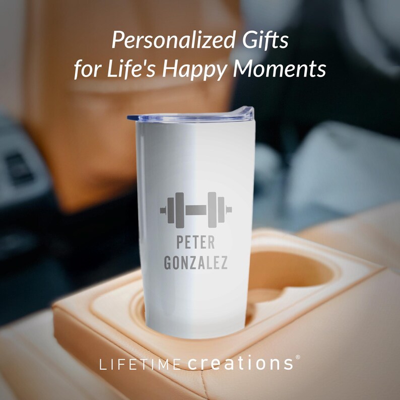 Vaso personalizado grabado para levantamiento de pesas de Lifetime Creations: Regalo para entrenador personal, compañero de entrenamiento, entrenador físico. Taza de viaje. imagen 5