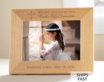 Personalized First Communion Picture Frame by Lifetime Creations: Boys Girls First Communion Gift, 1st Holy Communion Gifts, ENGRAVED IN USA